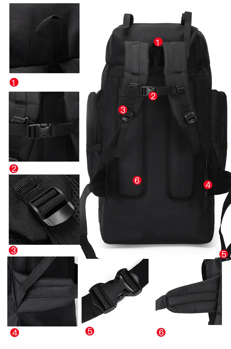 Sac De Randonnée Grande Capacité 130L – Nylon Imperméable, Système MOLLE & Portage Renforcé - TrekMaster 130 - Esprit Rando