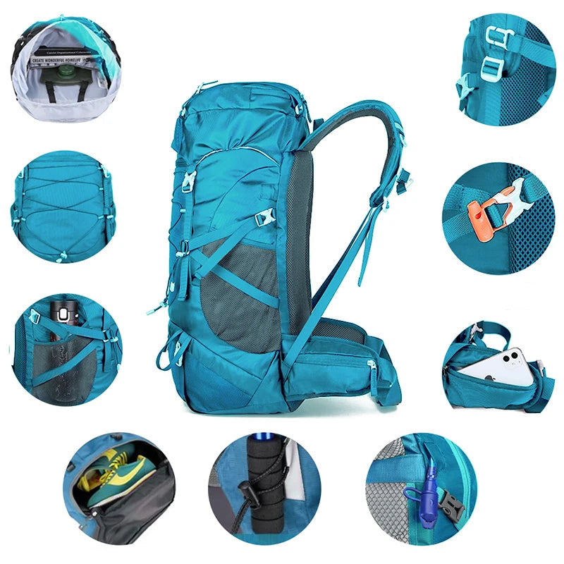 Sac de Randonnée 50L Imperméable Léger et Respirant en Nylon Ripstop Léger - TrailMaster 70 - Esprit Rando
