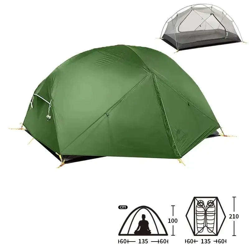 Tente Randonnée Ultralégère 2P/1P, Étanchéité Renforcée & Structure Alpine TRAILNEST Mongar UL 2 - Esprit Rando