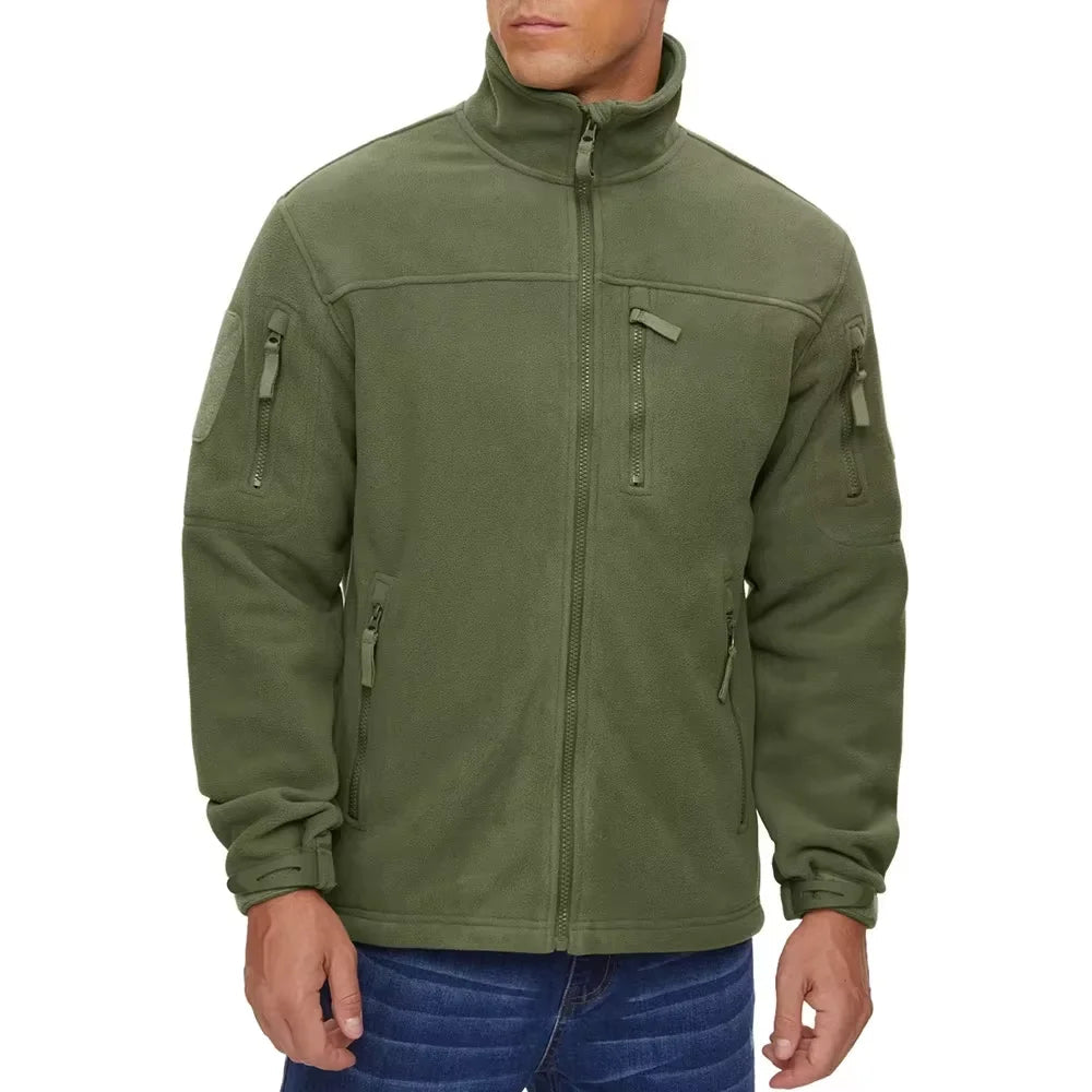 Veste Randonnée Homme Polaire Technique - ThermoGrid Fleece en couleur verte, idéale pour les activités en plein air.