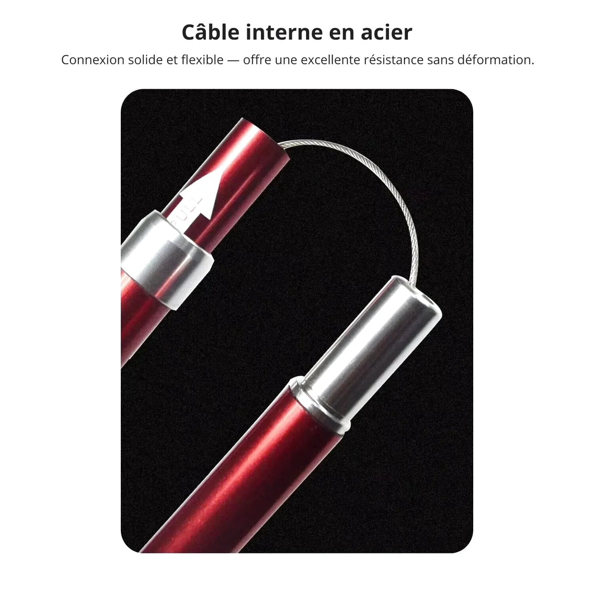Red and silver metallic jump rope with a steel internal cable