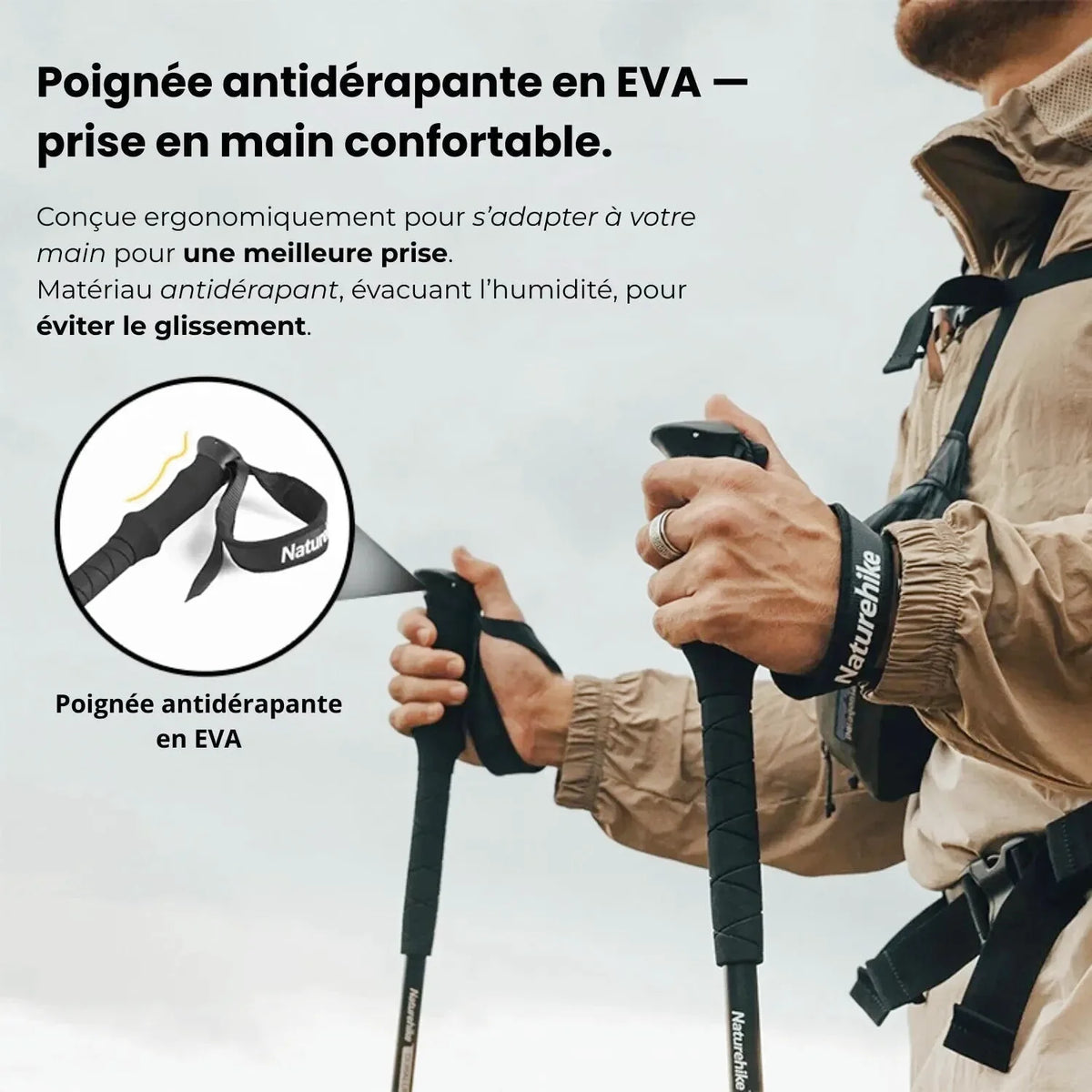 Bâton De Randonnée Télescopiques (56–135 cm) Quick Lock - Aluminium 7075 - Naturehike 135 - Esprit Rando