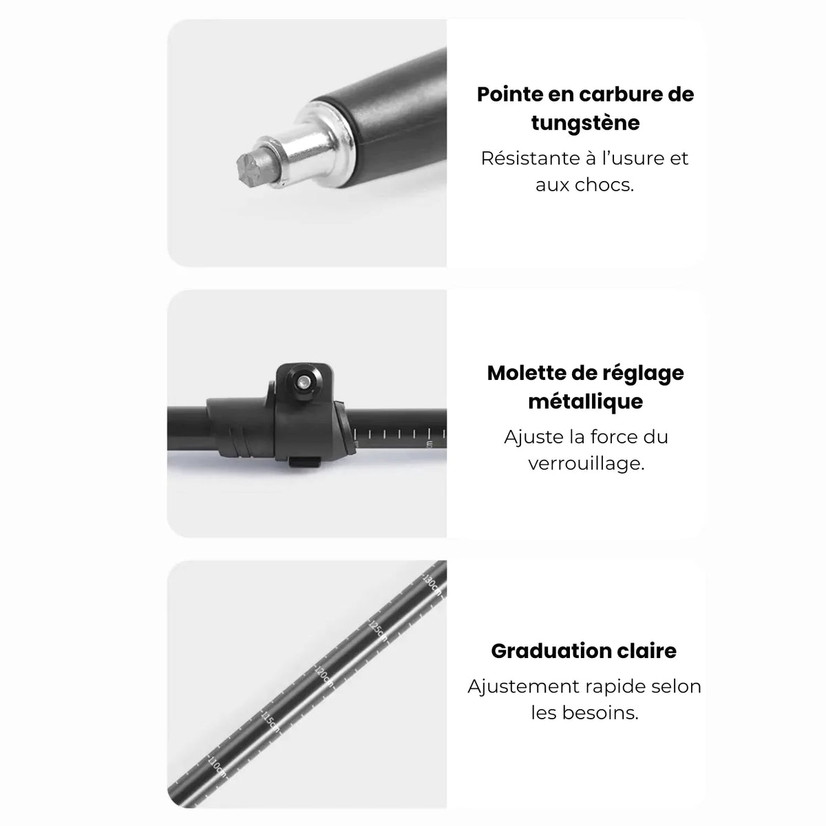 Bâton De Randonnée Télescopiques (56–135 cm) Quick Lock - Aluminium 7075 - Naturehike 135 - Esprit Rando