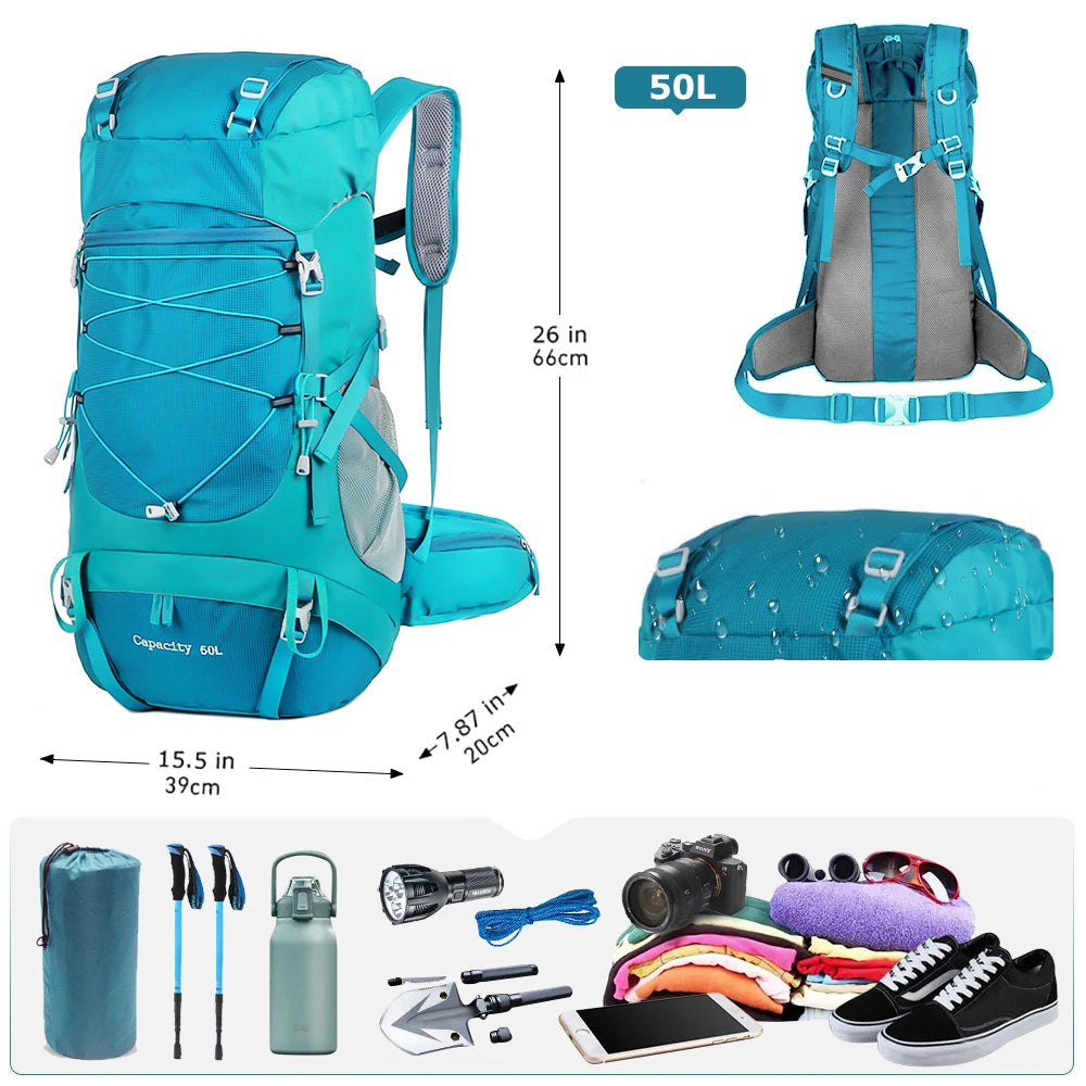 Sac de Randonnée 50L Imperméable Léger et Respirant en Nylon Ripstop Léger - TrailMaster 70 - Esprit Rando