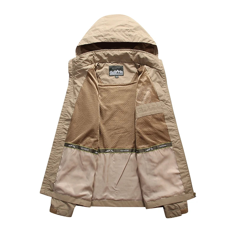 Veste Randonnée Homme Étanche & Respirante à Capuche Amovible - StormEdge - intérieur beige et respirant