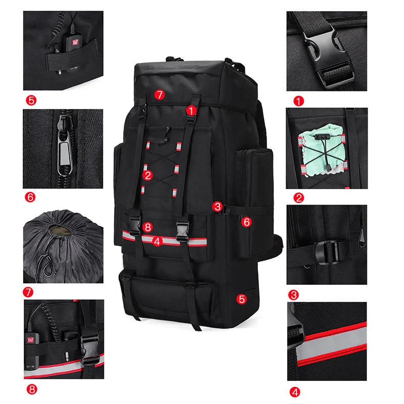 Sac De Randonnée Grande Capacité 130L – Nylon Imperméable, Système MOLLE & Portage Renforcé - TrekMaster 130 - Esprit Rando