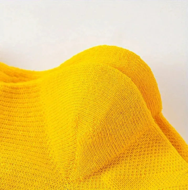 Chaussette Randonnée Respirantes, Confort & Maintien- TrekCush (x5) en tissu technique jaune.