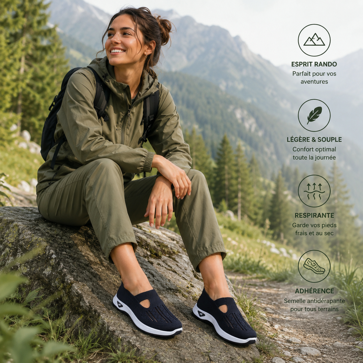 Sandales Randonnée Femme Respirantes – Slip-On Confort & Semelle EVA Légère